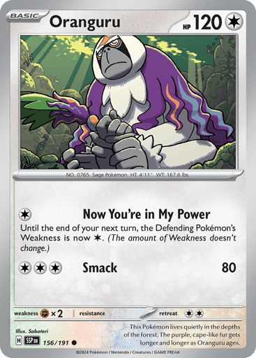 Oranguru – Common Reverse Holo – 156/191 – Surging Sparks