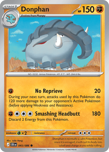 Donphan – Common Reverse Holo – 045/086 – Chaos Rising