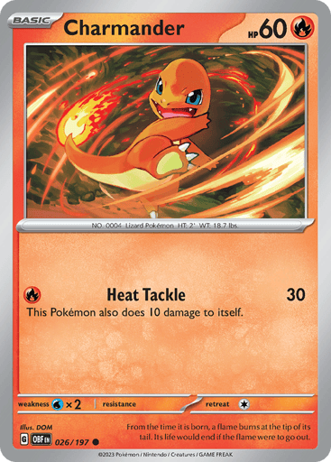 Charmander – Common Reverse Holo – 026/197 – Obsidian Flames