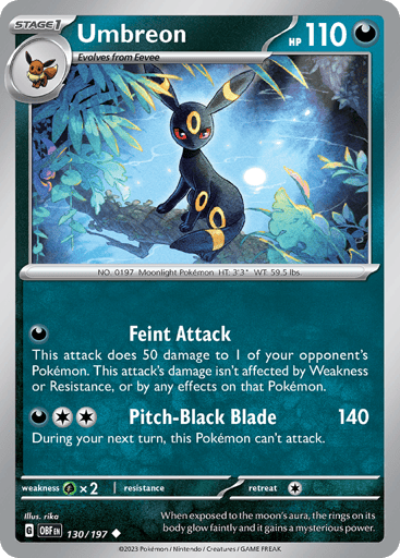 Umbreon – Uncommon Reverse Holo – 130/197 – Obsidian Flames