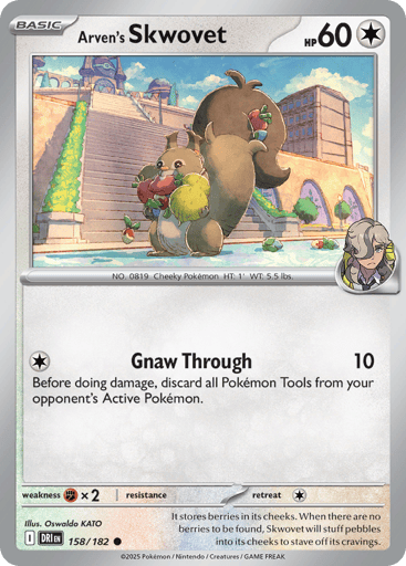 Arven’s Skwovet – Common Reverse Holo – 158/182 – Destined Rivals