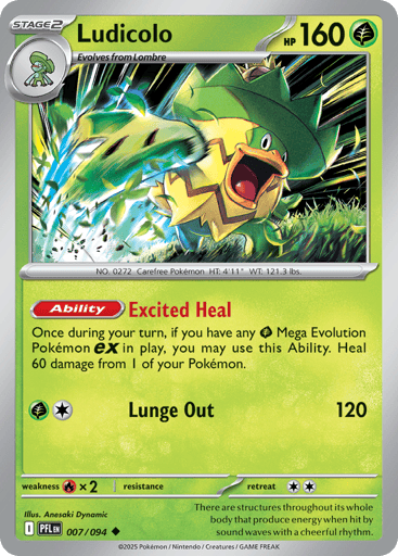 Ludicolo – Uncommon Reverse Holo – 007/094 – Phantasmal Flames