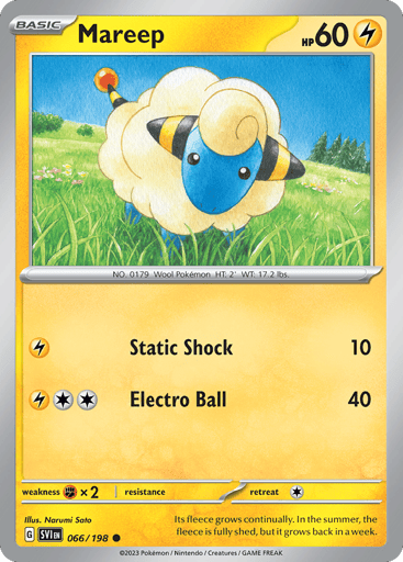 Mareep – Common Reverse Holo – 066/198 – Scarlet & Violet
