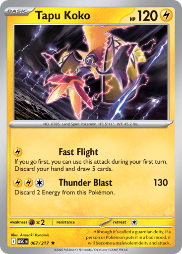Tapu Koko – Rare Holo – 067/217 – Ascended Heroes