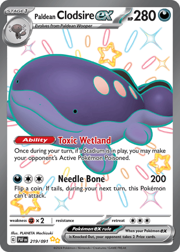 Paldean Clodsire ex – Shiny Ultra Rare – 219/091 – Paldean Fates