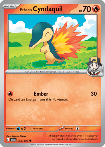 Ethan’s Cyndaquil – Common Reverse Holo – 032/182 – Destined Rivals