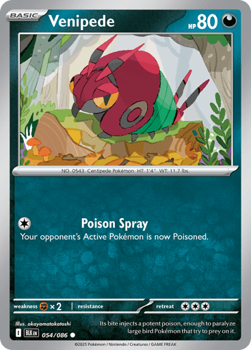 Venipede – Common Master Ball Reverse Holo – 054/086 – Black Bolt