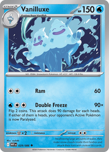Vanilluxe – Uncommon Master Ball Reverse Holo – 029/086 – White Flare