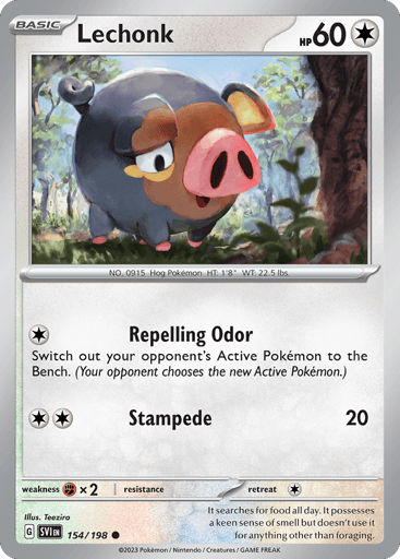 Lechonk – Common Reverse Holo – 154/198 – Scarlet & Violet