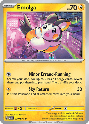 Emolga – Common Reverse Holo – 030/086 – Chaos Rising