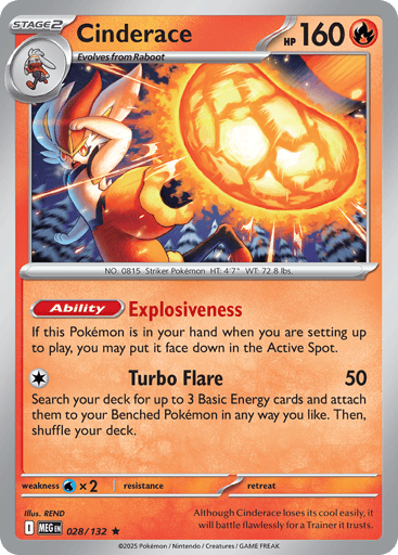 Cinderace – Rare Holo – 028/132 – Mega Evolution