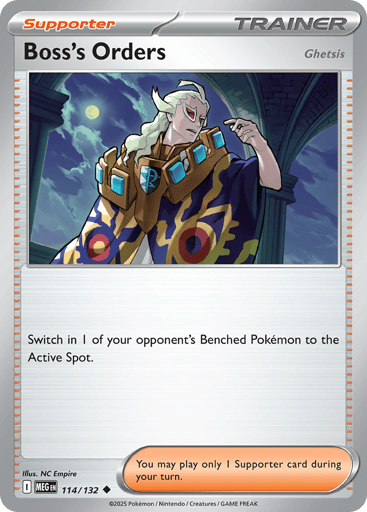 Boss’s Orders – Uncommon Reverse Holo – 114/132 – Mega Evolution