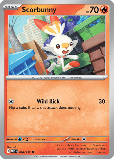 Scorbunny – Common Reverse Holo – 026/132 – Mega Evolution
