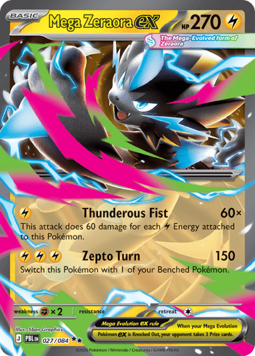 Mega Zeraora ex – Double Rare – 027/084 – Pitch Black