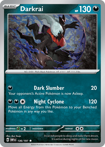 Darkrai – Rare Reverse Holo – 136/197 – Obsidian Flames