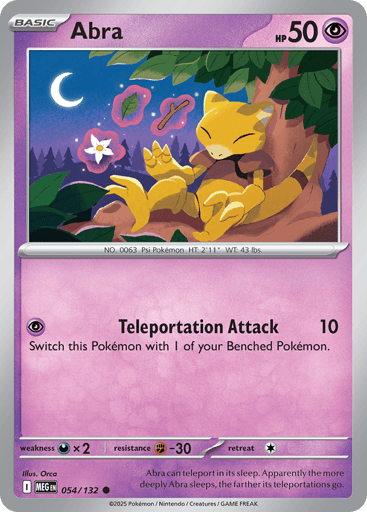 Abra – Common Reverse Holo – 054/132 – Mega Evolution
