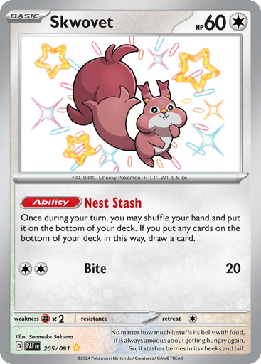 Skwovet – Shiny Rare – 205/091 – Paldean Fates