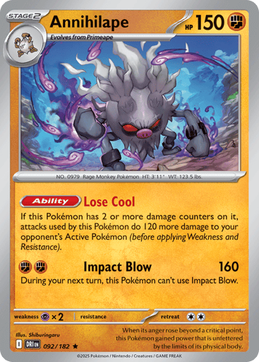 Annihilape – Rare Reverse Holo – 092/182 – Destined Rivals