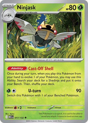 Ninjask – Uncommon Reverse Holo – 017/132 – Mega Evolution
