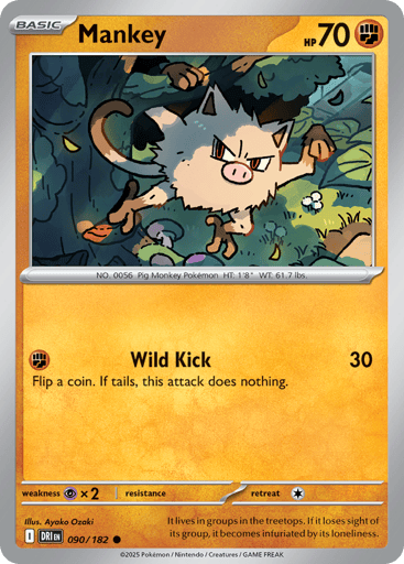 Mankey – Common Reverse Holo – 090/182 – Destined Rivals
