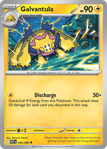 Galvantula – Uncommon Reverse Holo – 034/086 – White Flare