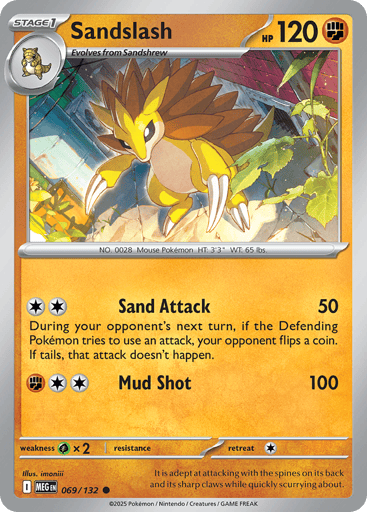 Sandslash – Common Reverse Holo – 069/132 – Mega Evolution
