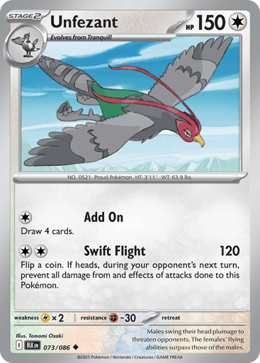 Unfezant – Uncommon Master Ball Reverse Holo – 073/086 – Black Bolt