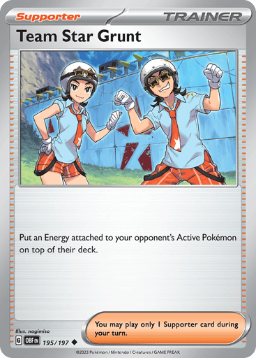 Team Star Grunt – Uncommon Reverse Holo – 195/197 – Obsidian Flames