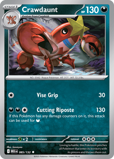 Crawdaunt – Uncommon Reverse Holo – 085/132 – Mega Evolution
