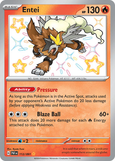 Entei – Shiny Rare – 112/091 – Paldean Fates