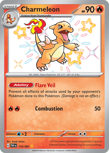 Charmeleon – Shiny Rare – 110/091 – Paldean Fates