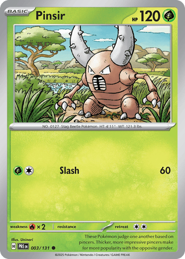 Pinsir – Common Poké Ball Reverse Holo – 003/131 – Prismatic Evolutions