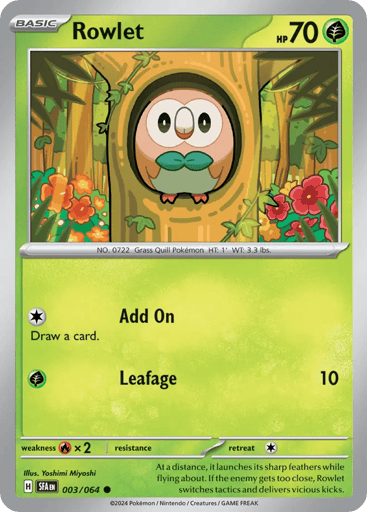 Rowlet – Common Reverse Holo – 003/064 – Shrouded Fable