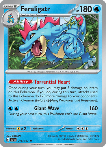 Feraligatr – Rare Reverse Holo – 041/162 – Temporal Forces