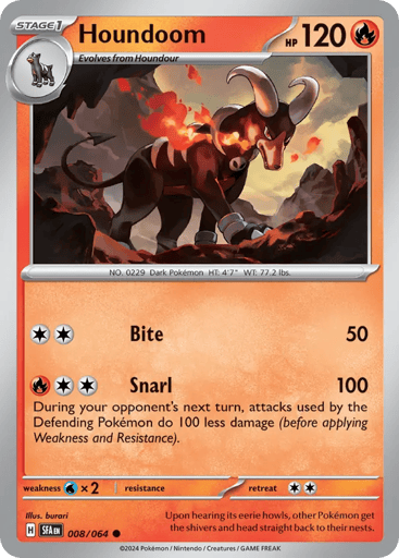 Houndoom – Common Reverse Holo – 008/064 – Shrouded Fable