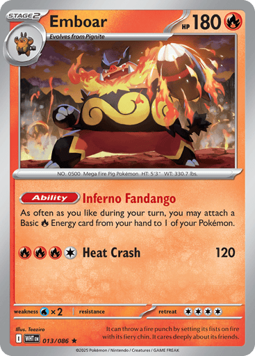 Emboar – Rare Holo – 013/086 – White Flare