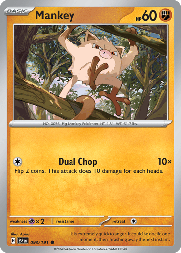 Mankey – Common Reverse Holo – 098/191 – Surging Sparks