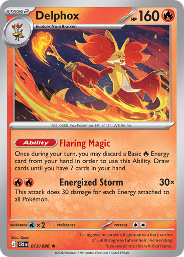 Delphox – Rare Holo – 013/086 – Chaos Rising