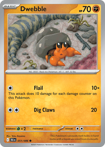 Dwebble – Common Poké Ball Reverse Holo – 051/086 – Black Bolt