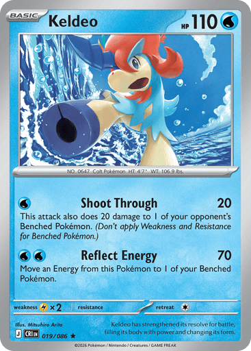Keldeo – Rare Reverse Holo – 019/086 – Chaos Rising