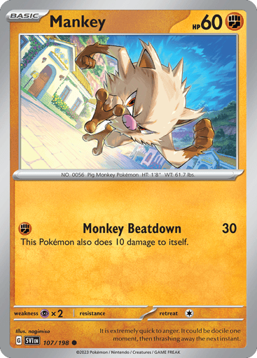 Mankey – Common Reverse Holo – 107/198 – Scarlet & Violet