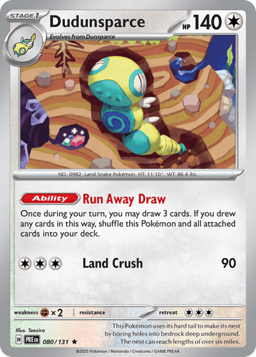 Dudunsparce – Rare Reverse Holo – 080/131 – Prismatic Evolutions