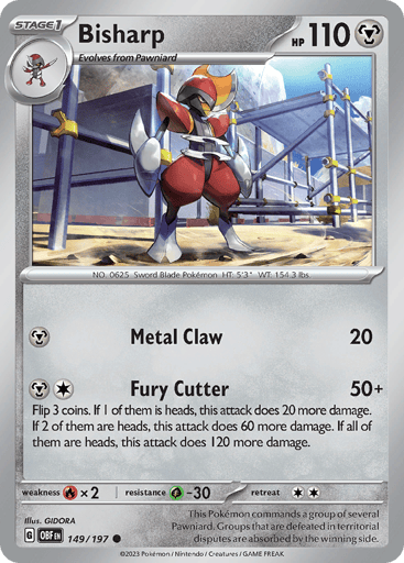 Bisharp – Common Reverse Holo – 149/197 – Obsidian Flames