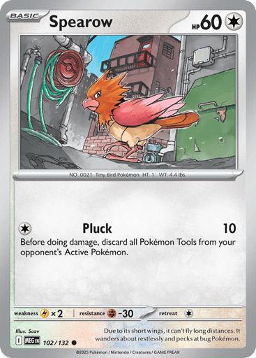 Spearow – Common Reverse Holo – 102/132 – Mega Evolution