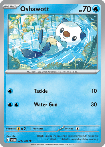 Oshawott – Common Reverse Holo – 021/086 – White Flare