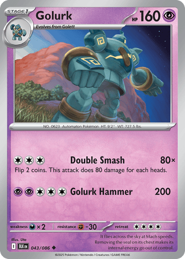 Golurk – Uncommon Poké Ball Reverse Holo – 043/086 – Black Bolt