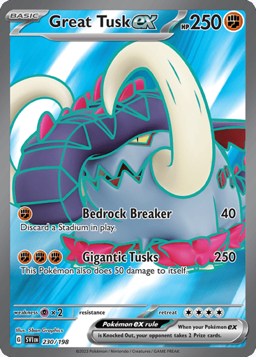 Great Tusk ex – Ultra Rare – 230/198 – Scarlet & Violet