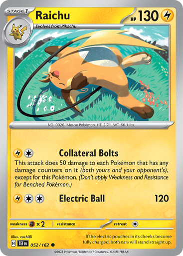Raichu – Common Reverse Holo – 052/162 – Temporal Forces