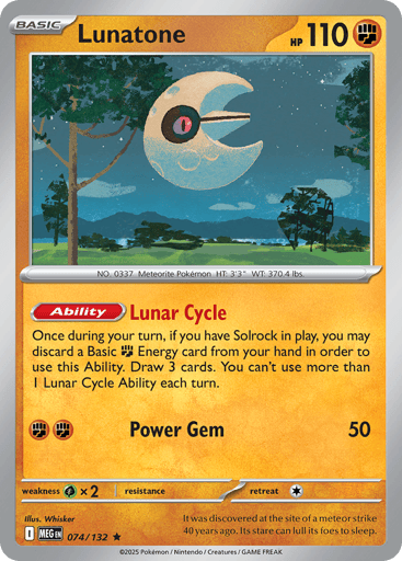 Lunatone – Rare Holo – 074/132 – Mega Evolution
