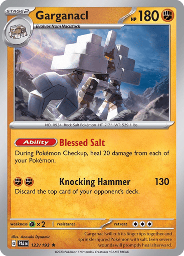 Garganacl – Rare Reverse Holo – 123/193 – Paldea Evolved
